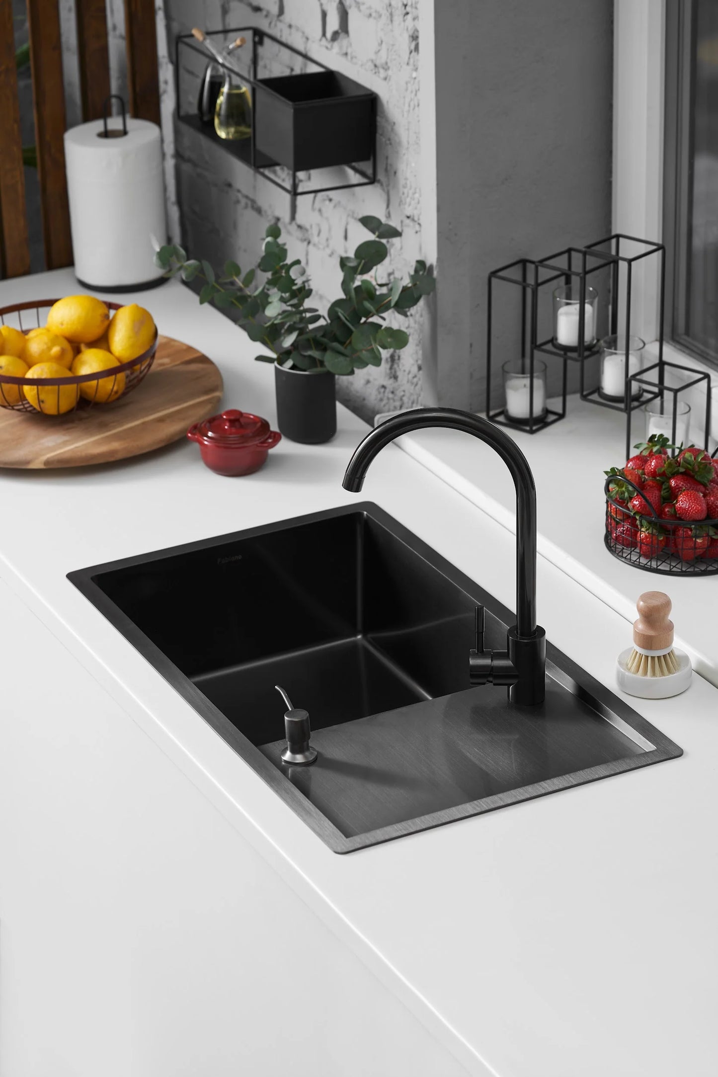 Chiuvetă Nano PVD 78 x 44 mm + baterie + picurător Black