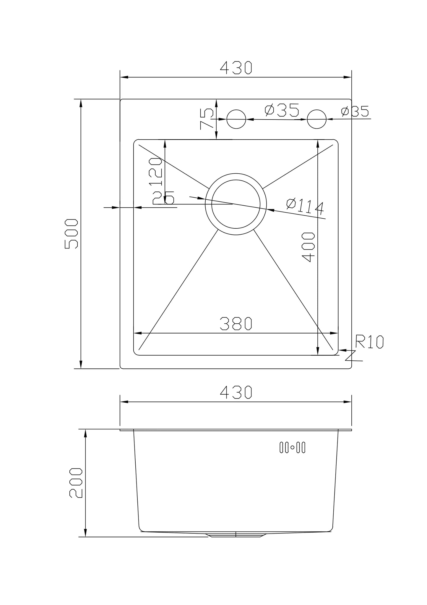 Chiuvetă Nano PVD 43 x 50 mm + baterie + dozator Black
