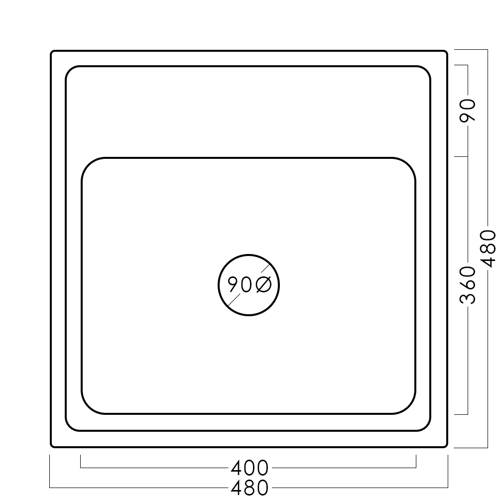 Chiuvetă inox 48 х 48 мм - aquatoria