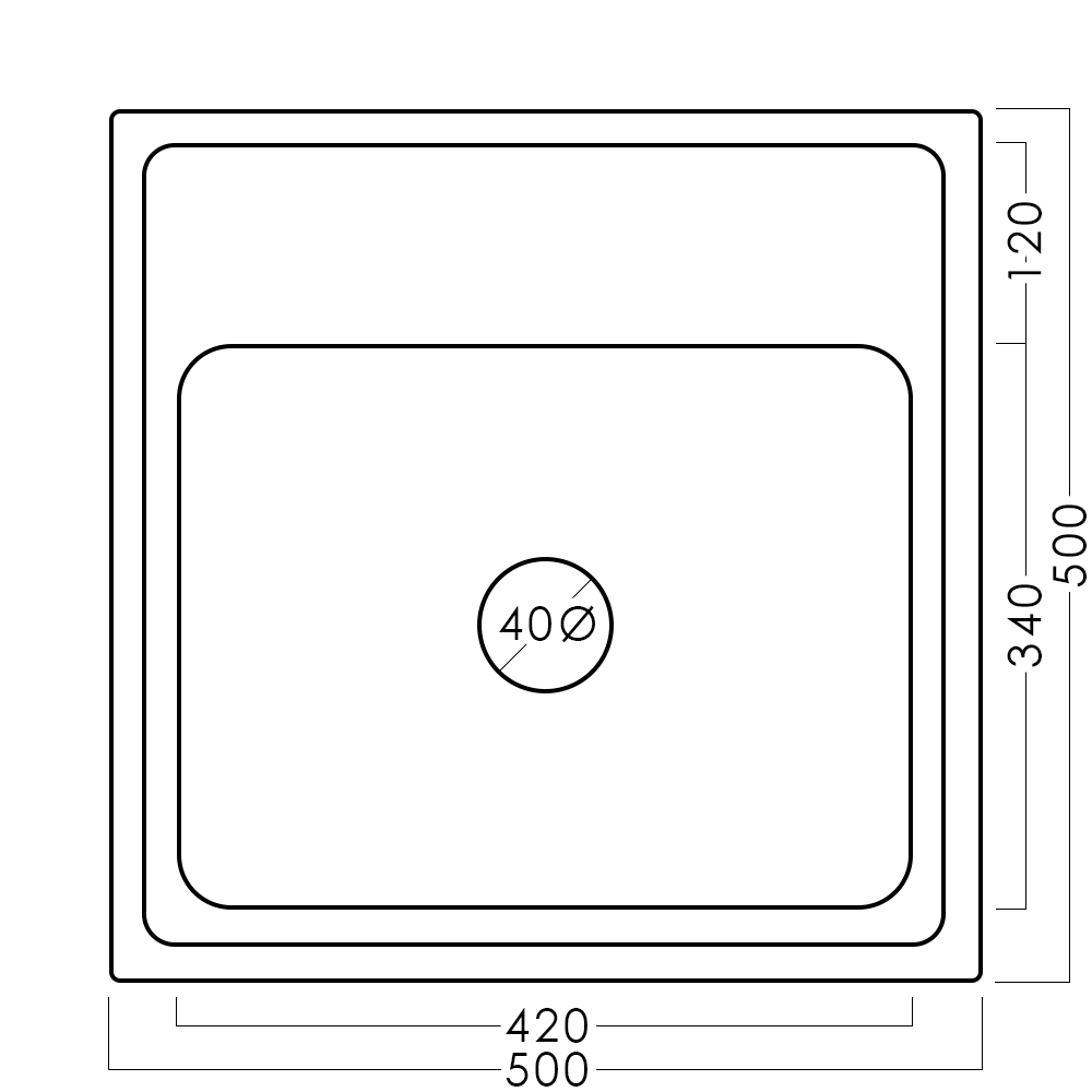 Chiuvetă inox 50 х 50 мм - aquatoria