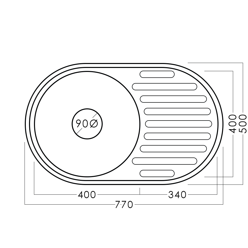 Chiuvetă inox 77 х 50 мм - aquatoria