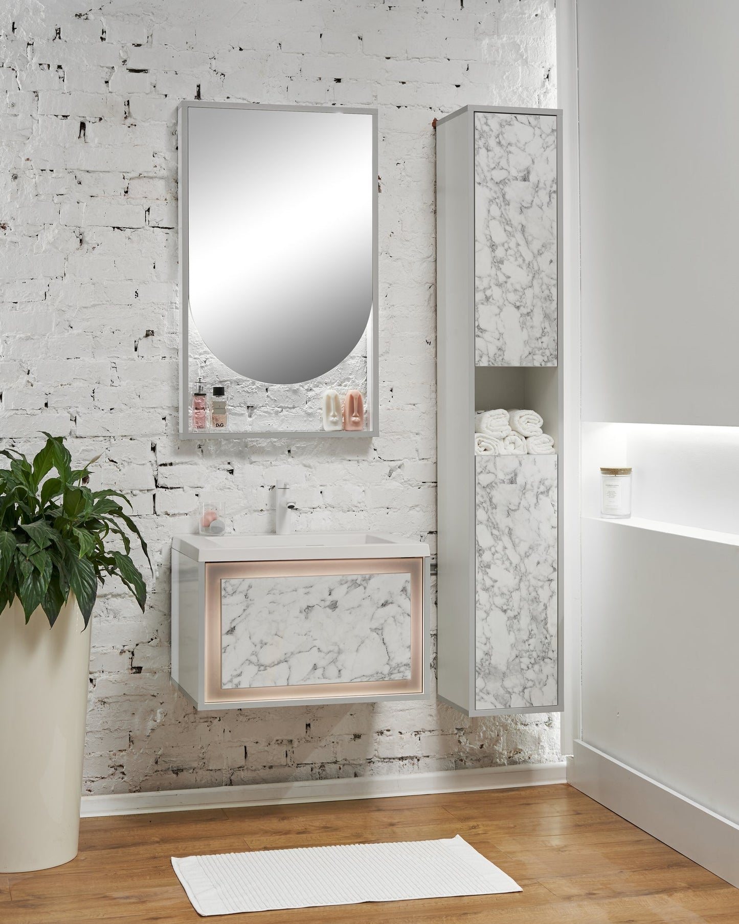 Dulap baie 152 BIANCO U 300x1900