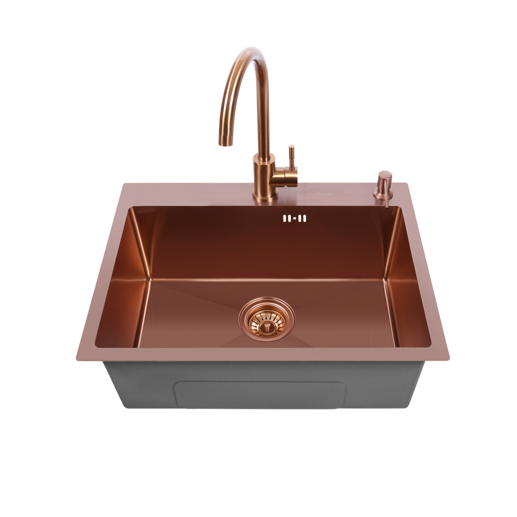 Chiuvetă Nano PVD 60 x 45 mm + baterie + dozator Bronz