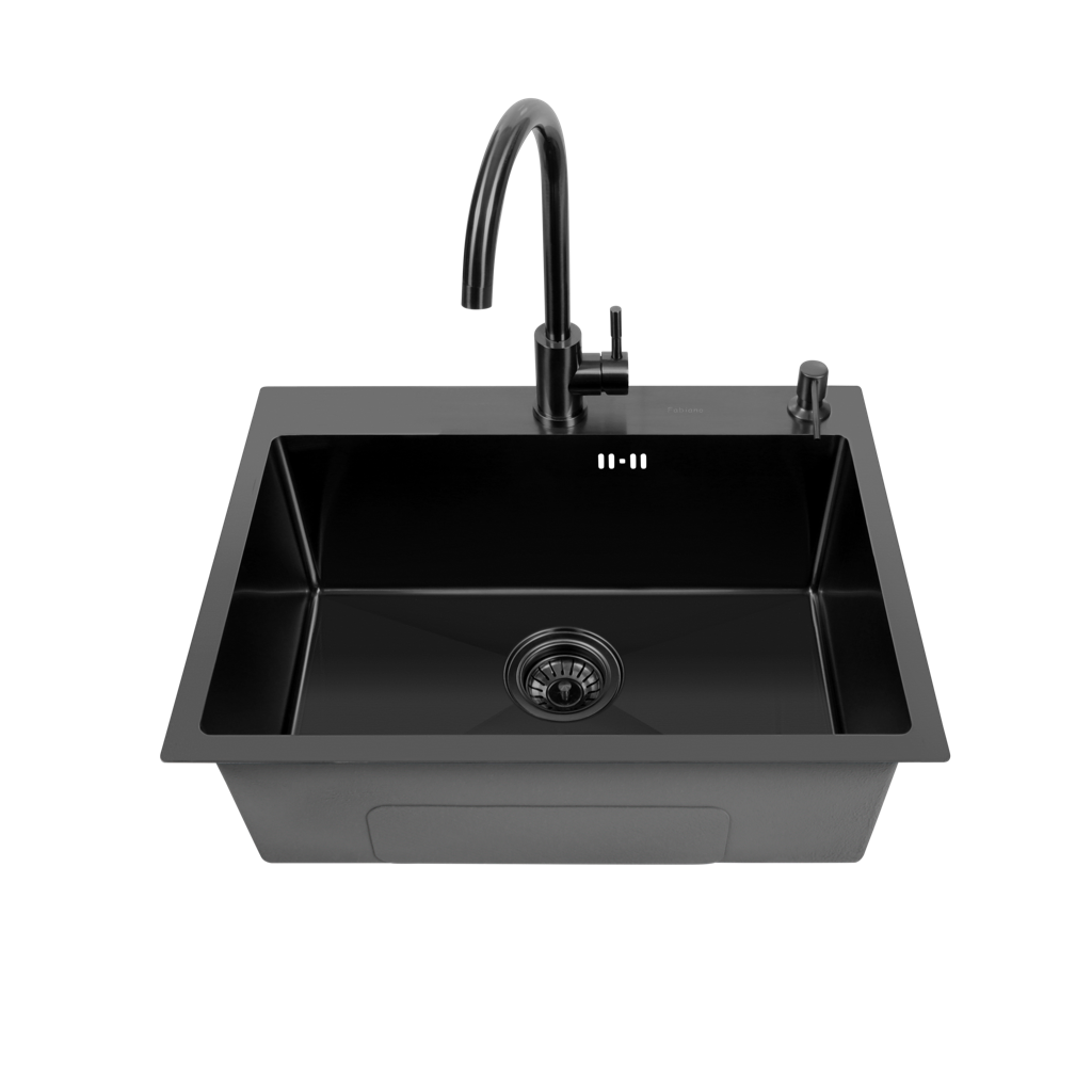 Chiuvetă Nano PVD 60 x 45 mm + baterie + dozator Black