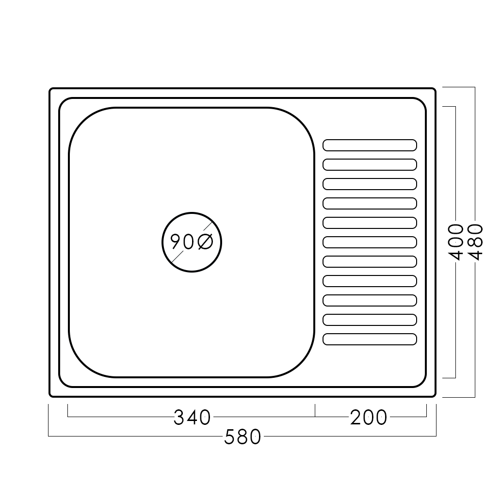 Chiuvetă inox 58 х 48 мм - aquatoria