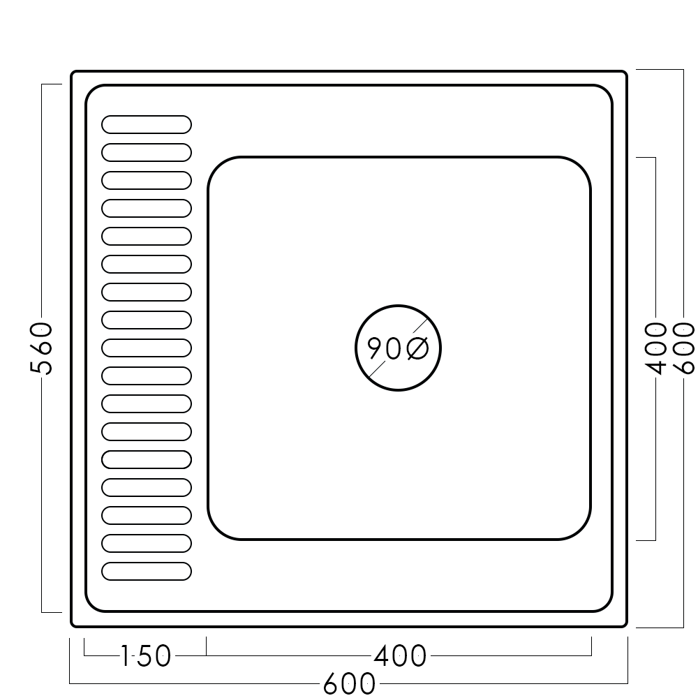 Chiuvetă inox 60 х 60 мм - aquatoria