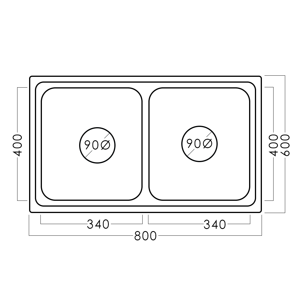 Chiuvetă inox 60 x 80 / 20 мм - aquatoria