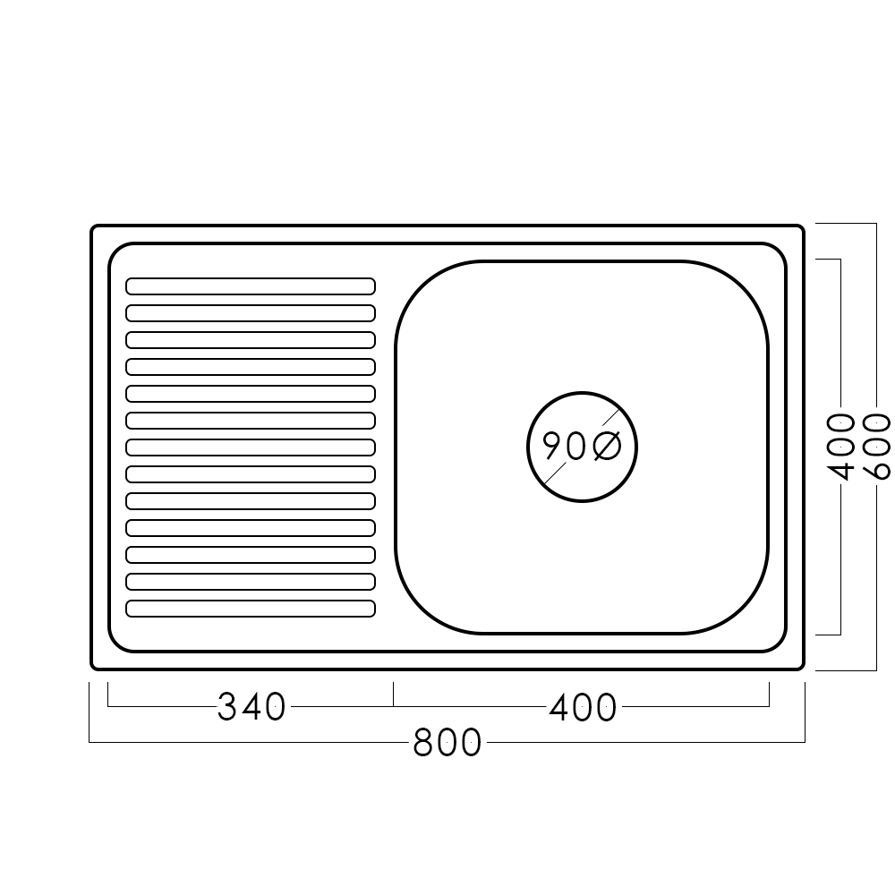 Chiuvetă inox 60 х 80 мм - aquatoria