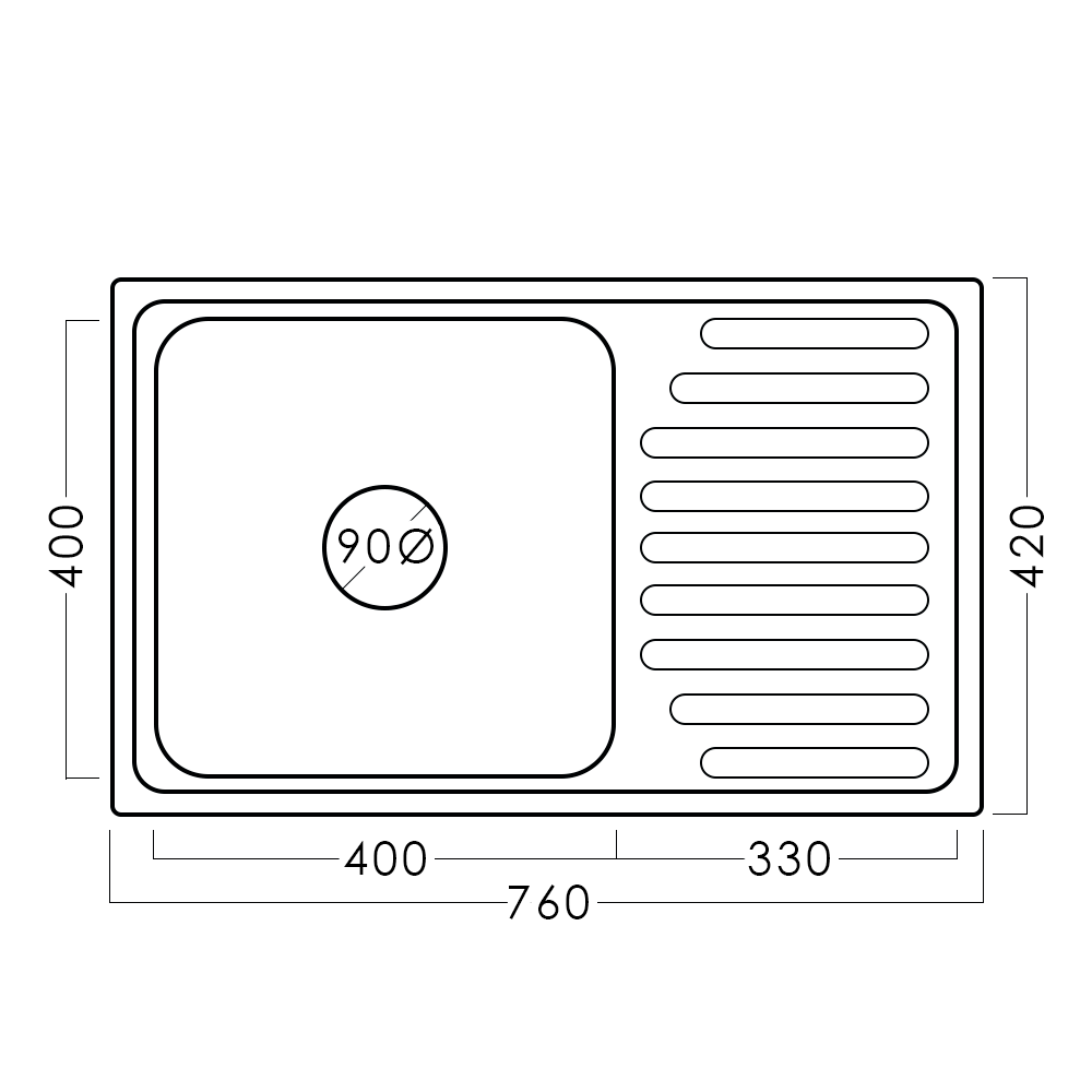 Chiuvetă inox 78 х 43 мм - aquatoria