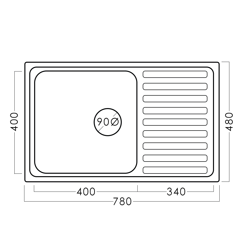 Chiuvetă inox 78 х 48 мм - aquatoria